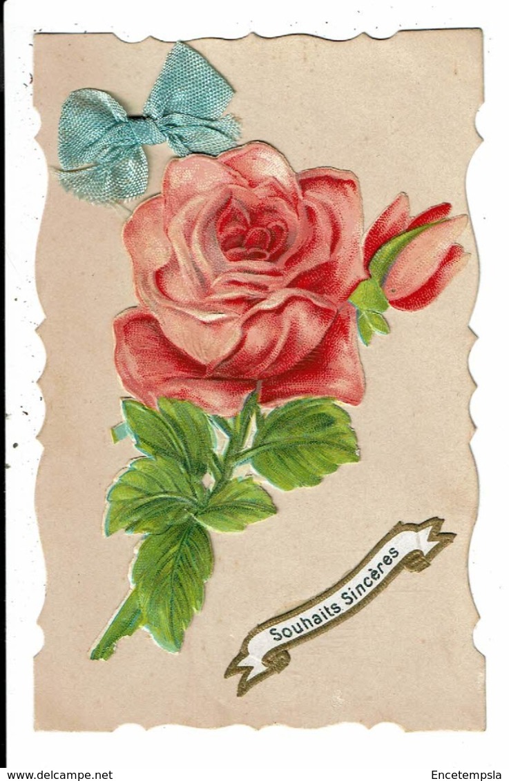 CPA-Carte Postale Avec Un Léger Relief France-Souhaits Sincères Avec Une Rose Et Un Noeud -VM8435 - Nouvel An