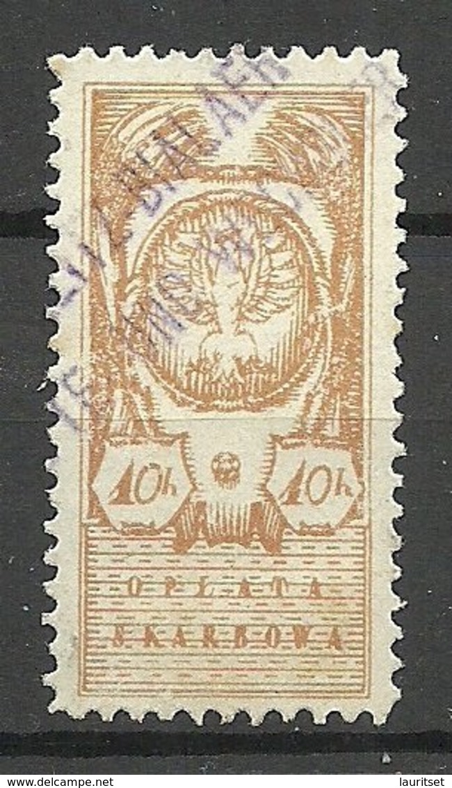 POLEN Poland Ca 1919 Tax Stempelmarke Revenue Oplata Skarbowa 10 H O - Fiscali