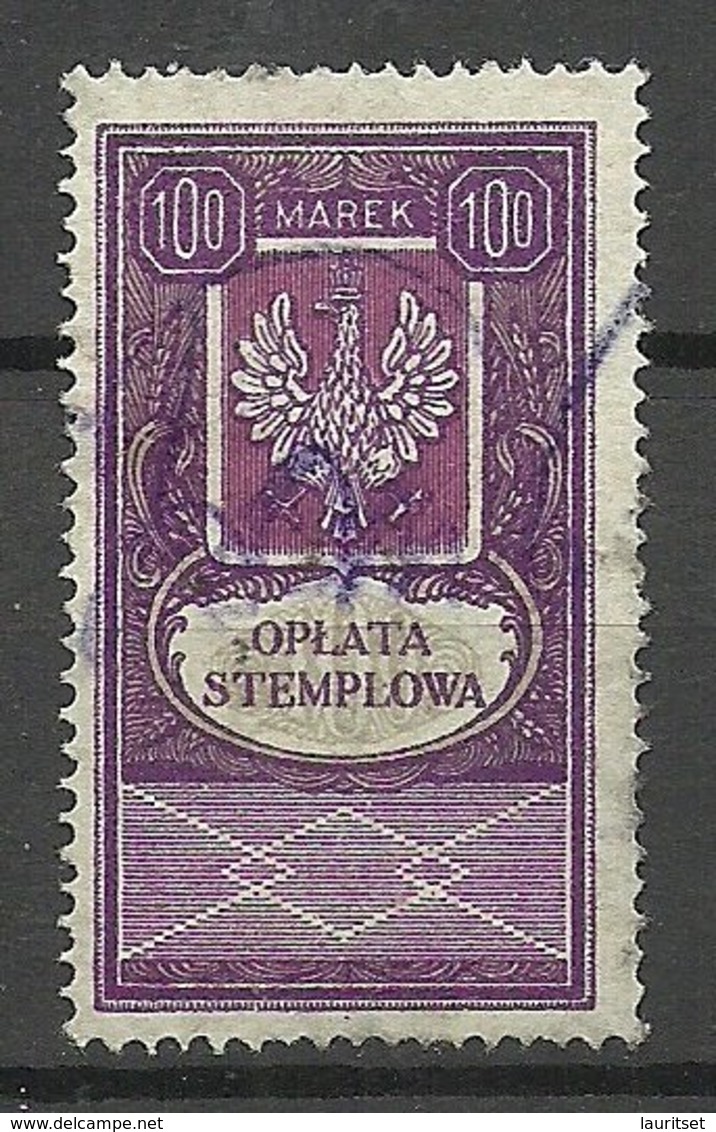 POLEN Poland Ca 1920 Tax Stempelmarke Revenue Oplata Stemplowa 100 Marek O - Steuermarken