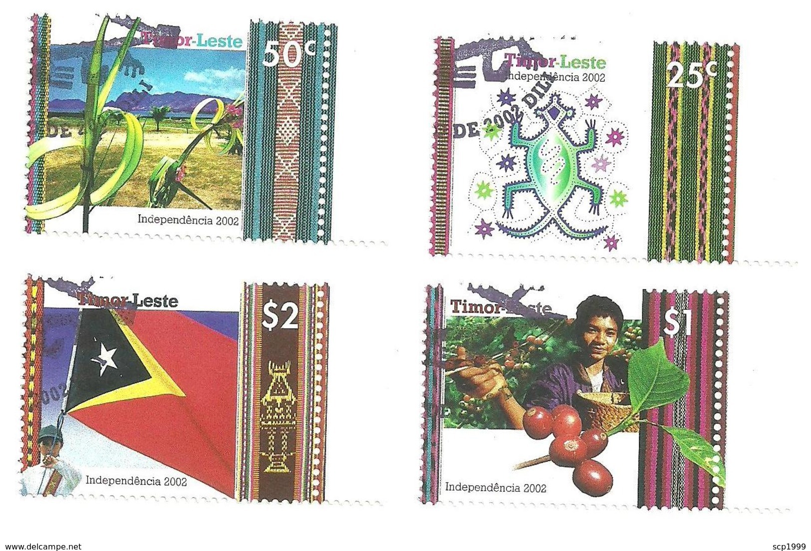 East Timor 2002 - Independence Day Crocodile, Palm, Coffee, Flag Set MNH - Timor Orientale