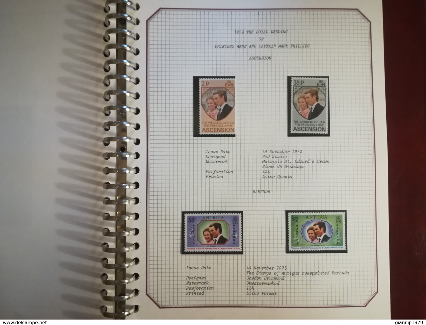 ALBUM FRANCOBOLLI STAMPS FDC MNH** 1973 GRAN BRETAGNA GREAT BRITAIN ROYAL WEDDING PRINCESS ANNE CAP. MARK PHILLIPS