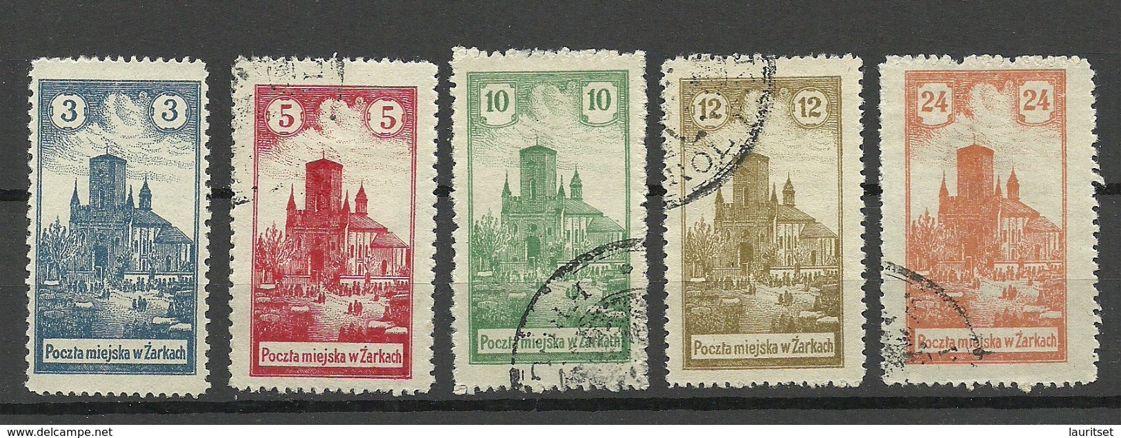 FAUX Poland Polska Polen 1918 Local Post ZARKI FAKE Fälschungen O , 5 Pcs - Usados