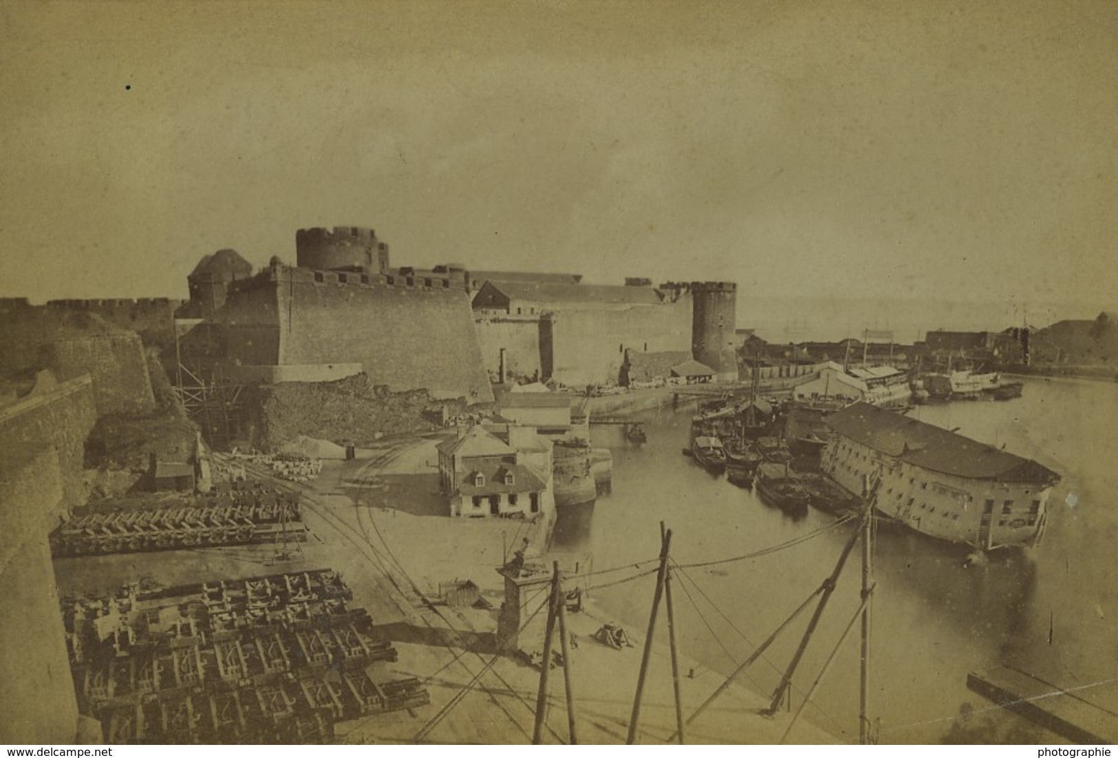 France Bretagne Brest Le Château Et La Peufeld Port Ancienne Photo 1890 - Alte (vor 1900)