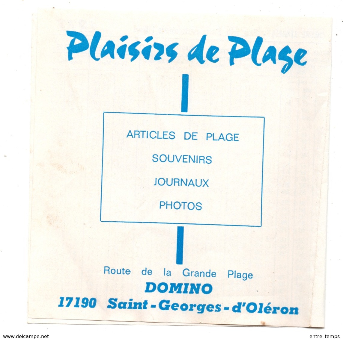 Oléron Domino Calendrier Marées 1977 Bazar  Plage - Publicités