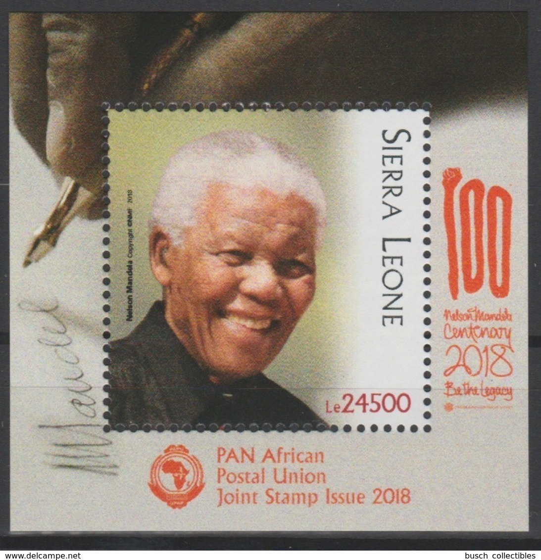 Sierra Leone 2018 Mi. ? S/S Joint Issue PAN African Postal Union Nelson Mandela Madiba 100 Years - Sierra Leone (1961-...)