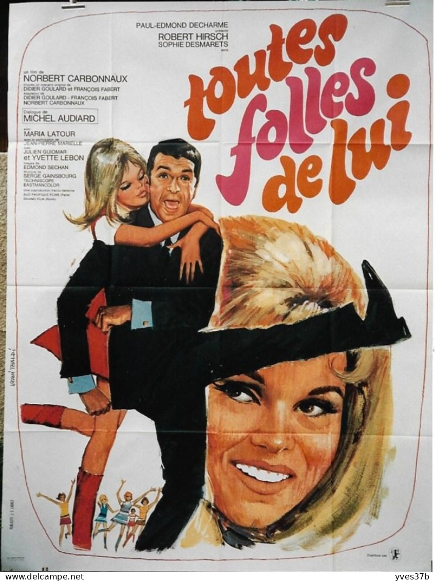 "Toutes Folles De Lui" R. Hirsch, S. Desmarets...1967 - Affiche 120x160 - TTB - Posters