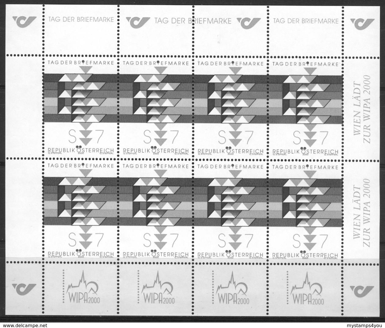 Bm Austria 2000 MiNr 2315 Blackprint (Schwarzdruck) Kleinbogen Sheet MNH | Stamp Day - Unused Stamps