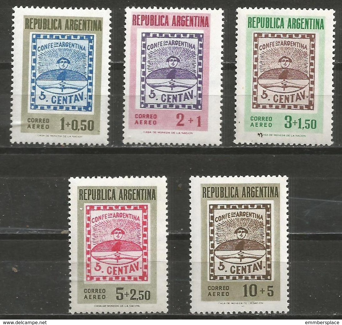 Argentina - 1958 Philatelic Exhibition MNH *   Sc CB8-12 - Unused Stamps