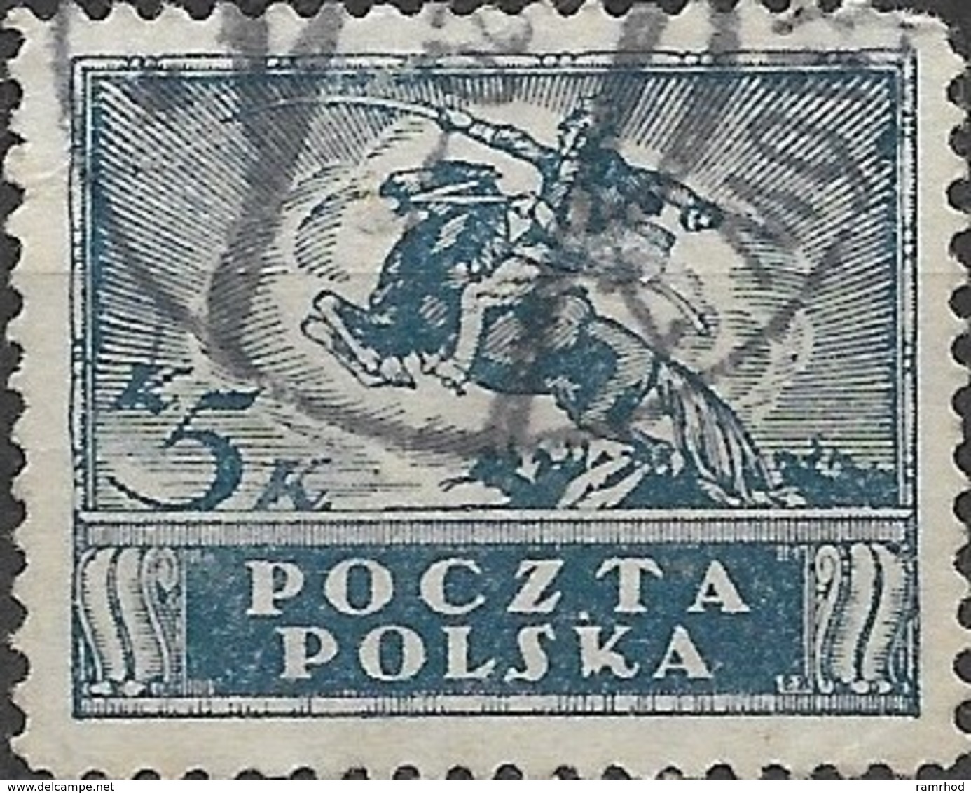 POLAND 1919 Polish Uhlan - 5k - Blue FU - Used Stamps
