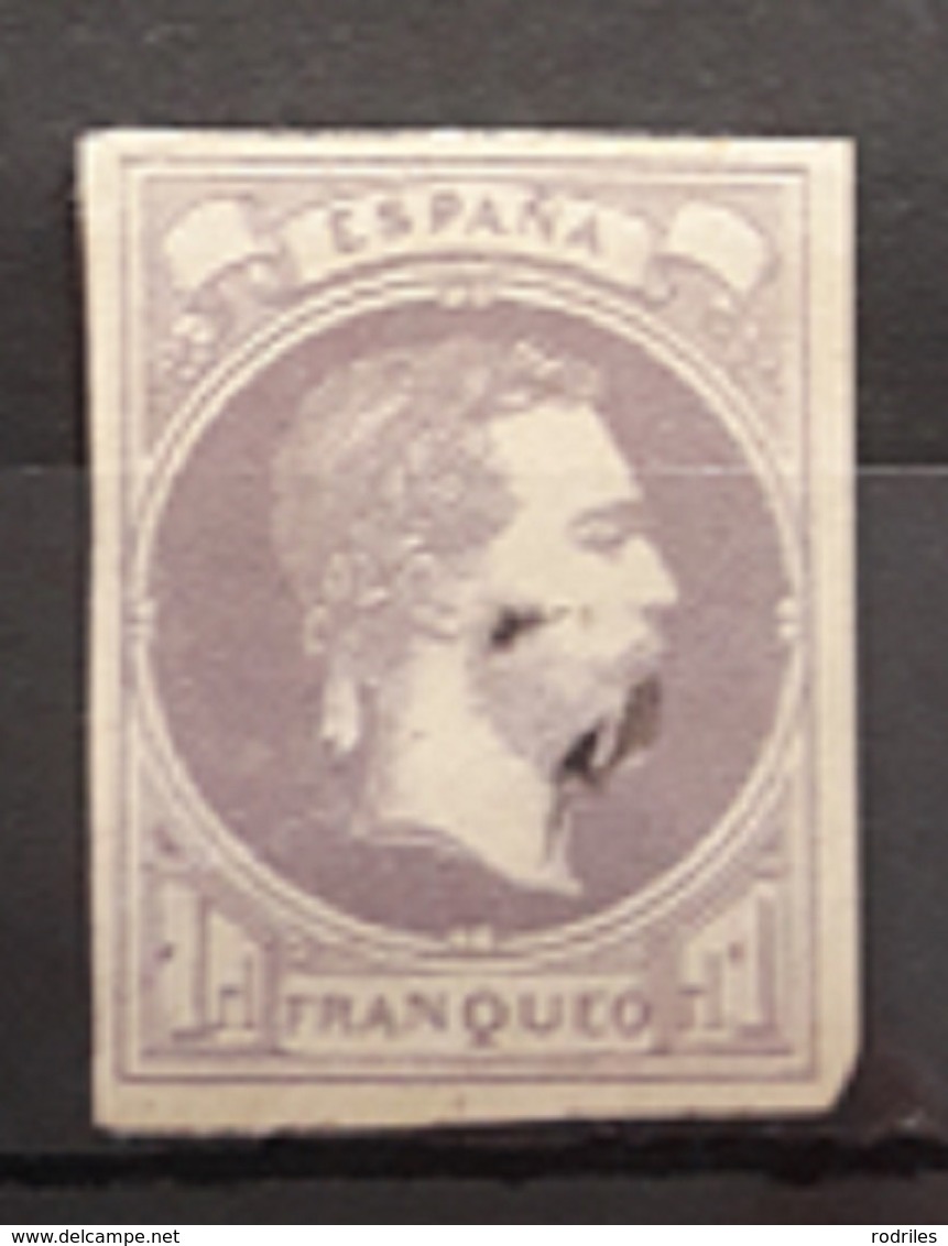 ESPAÑA.  EDIFIL 158 US.  1 REAL VILOLETA CARLOS VII.  CATÁLOGO 250 € - Usados