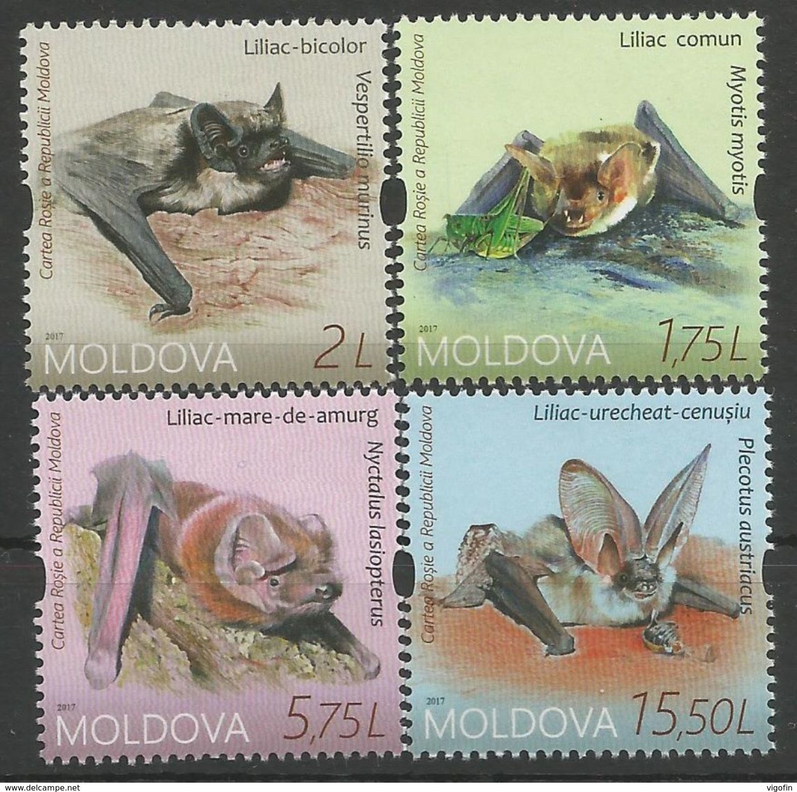 MD 2017 BATS, MOLDAVIA, 1 X 4v, MNH - Bats