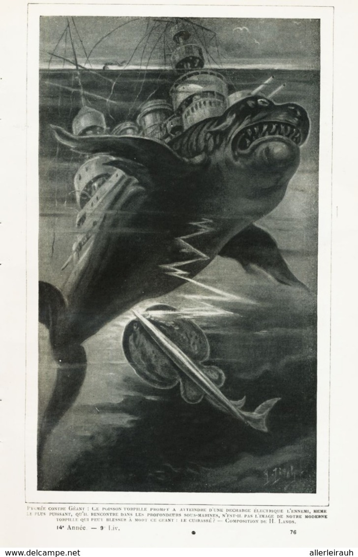 Pygmée Contre Géon:poisson Torpille Prompt A Atteindre D`une D`écharce Electrique /  Imprimé,  Pris D`un Magazine / 1912 - Altri & Non Classificati