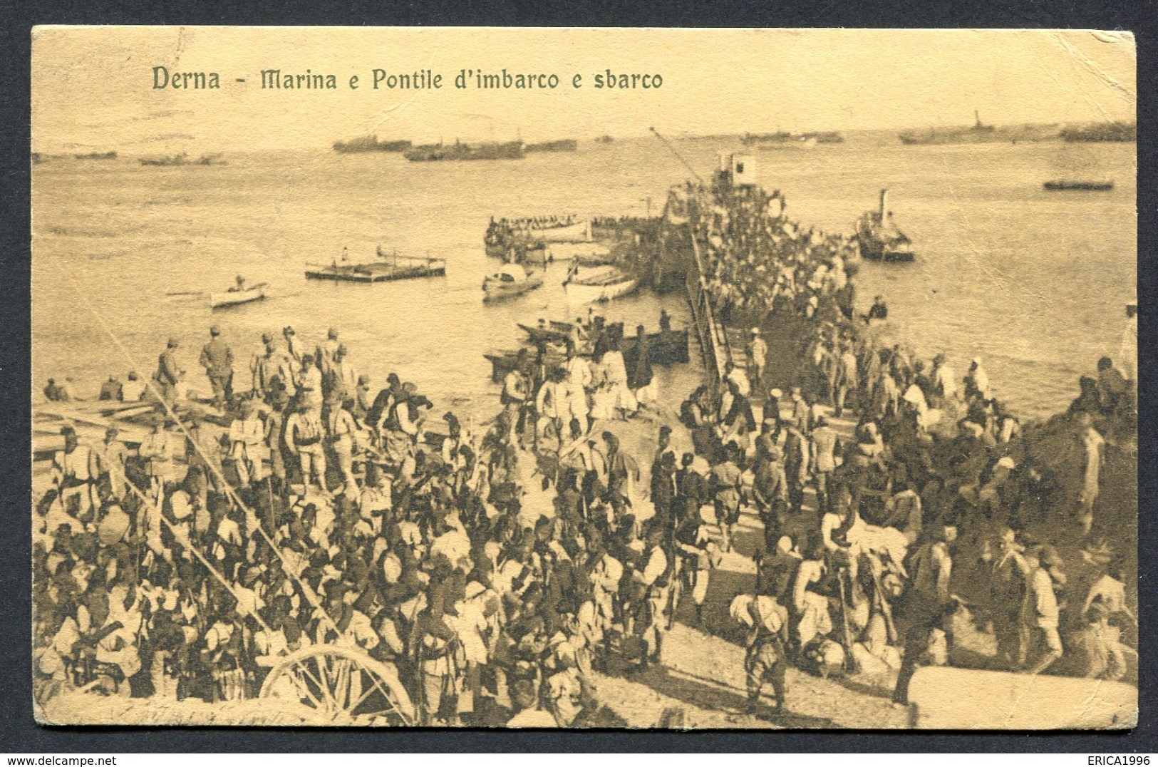 CV2928 COLONIE ITALIANE DERNA (Libia) Marina E Pontile D'imbarco E Sbarco, FP, Viaggiata 1917 Da Napoli Per Città, Ottim - Altri & Non Classificati