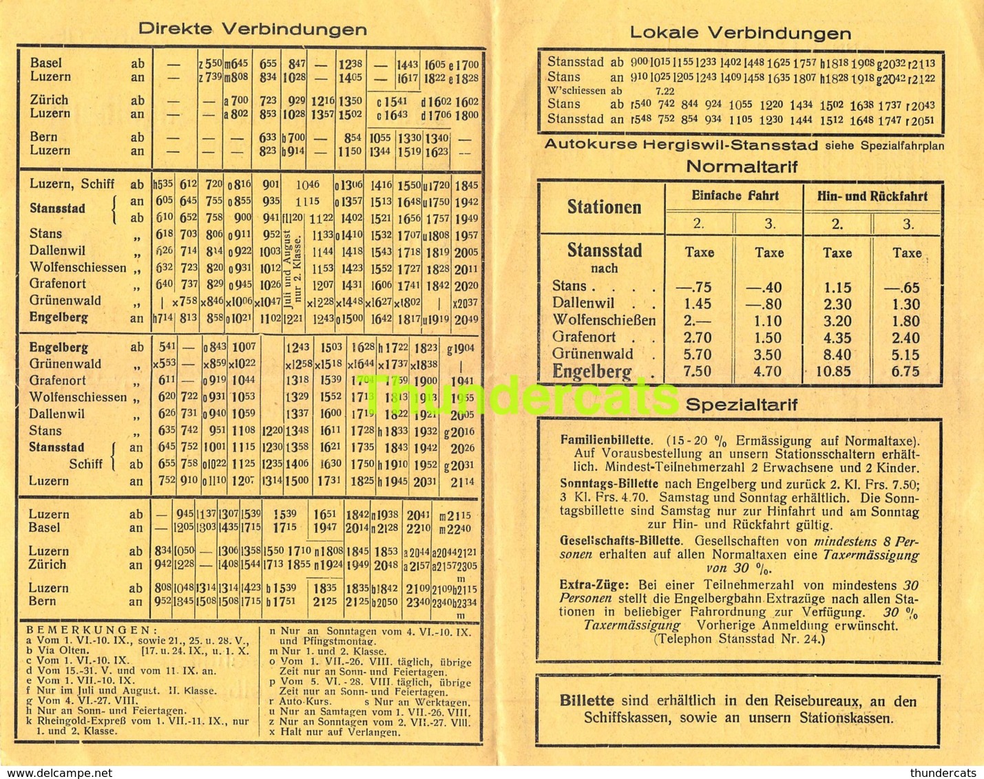 SCHWEIZ SUISSE ELEKTRISCHE STANSSTAD ENGELBERT SOMMER FAHRPLAN 1933 LUFTSEILBAHN GERSCHNIALP TRUBSEE - Europe