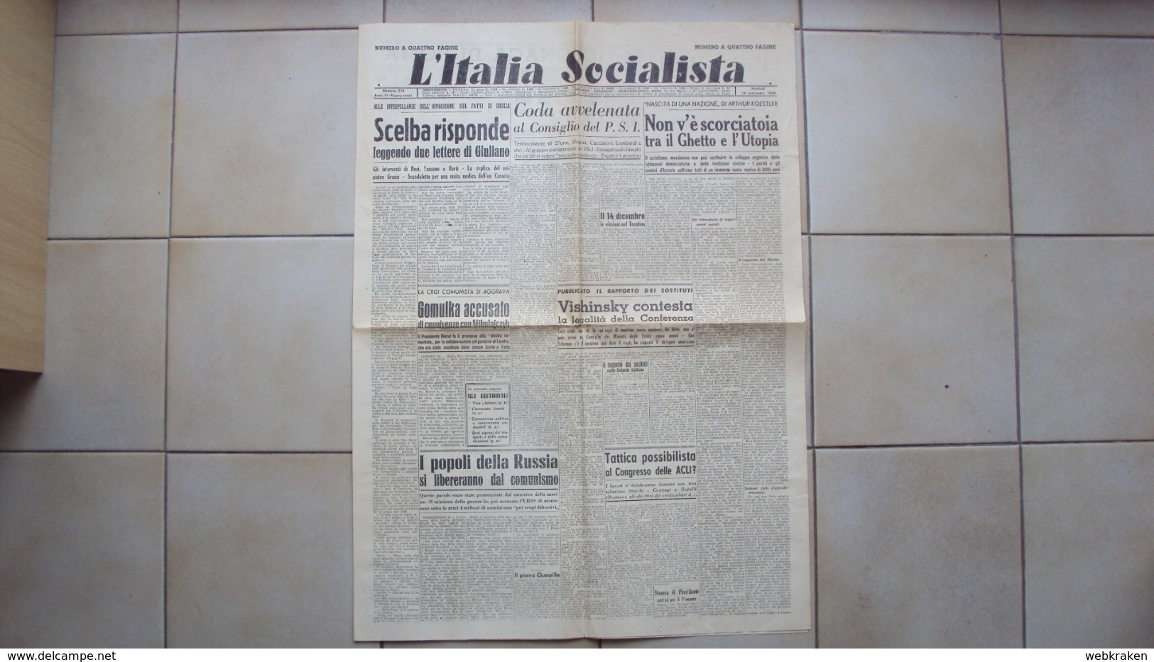 POLITICA GIORNALE QUOTIDIANO L'ITALIA SOCIALISTA A CURA DEL P.S.I. PARTITO SOCIALISTA ITALIANO - Other & Unclassified