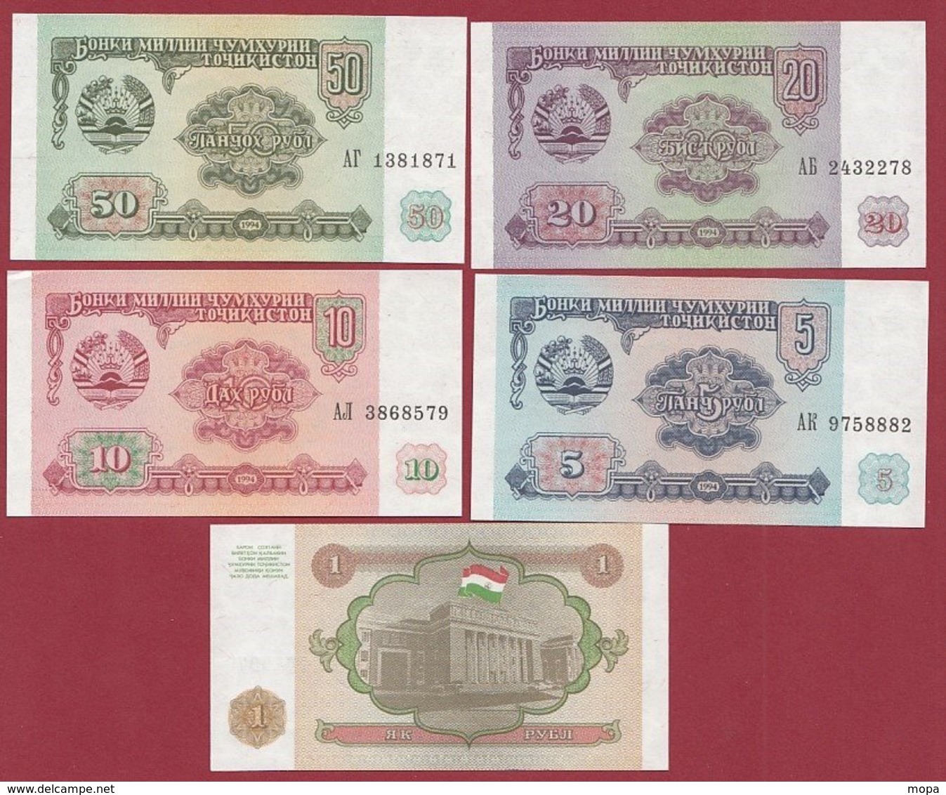 Tadjikistan  9 Billets ---UNC--NEUF Lot N °6 - Tadzjikistan