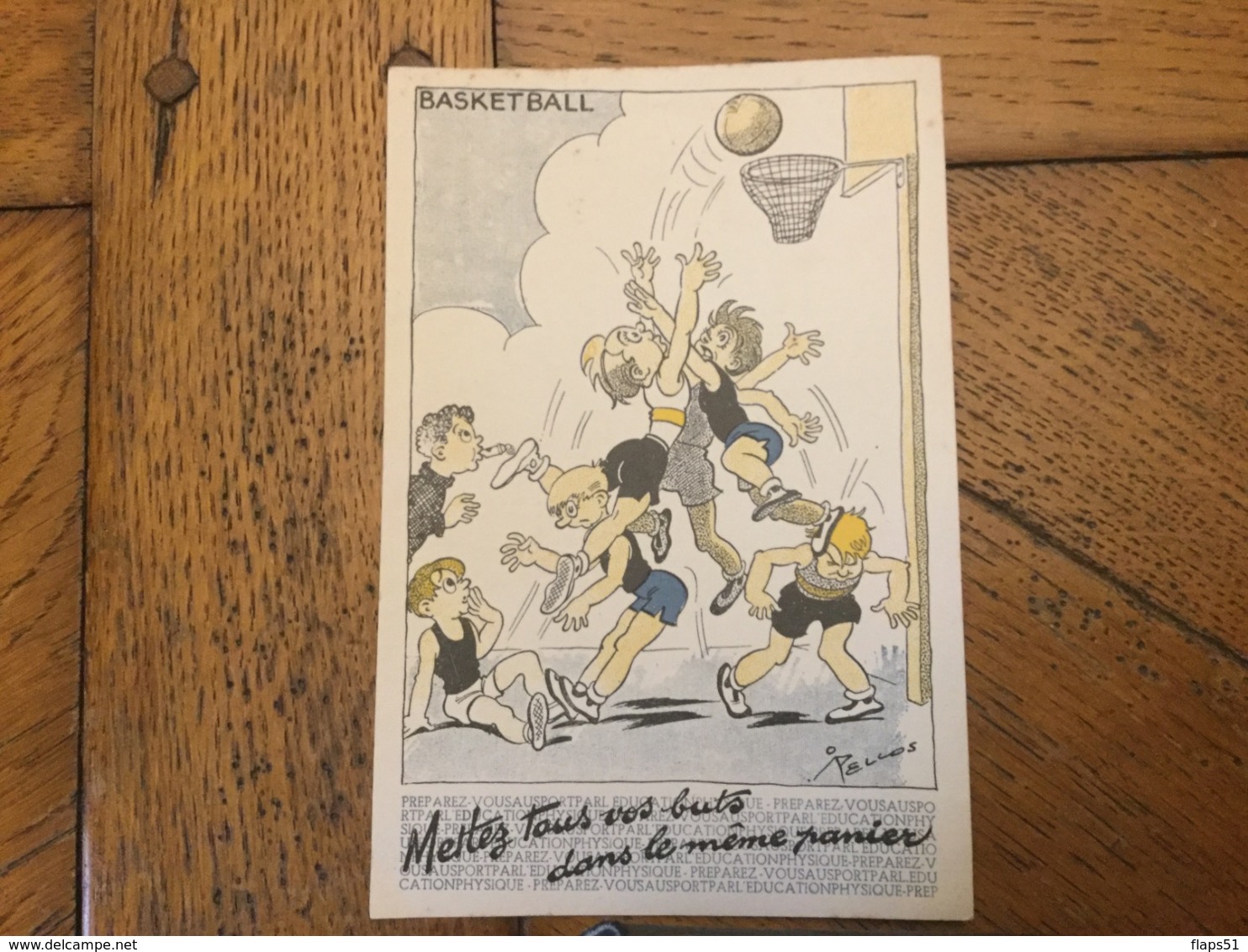 Carte Humoristique De Basketball Signée Pellos - Basketball