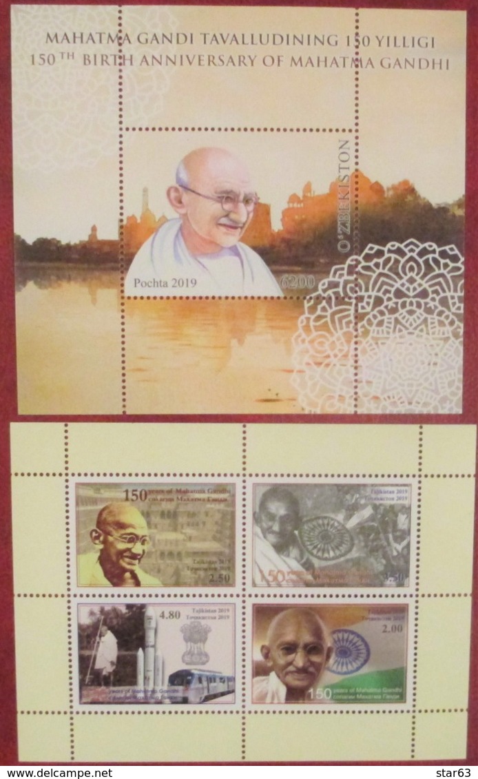 Tajikistan + Uzbekistan   2019  M. Gandhi  2 M/S   MNH - Mahatma Gandhi