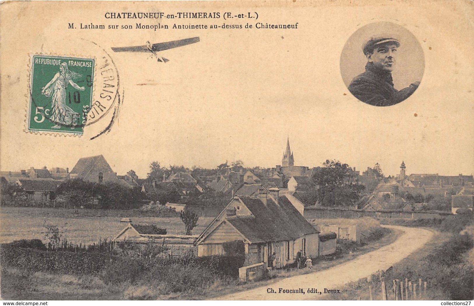 28-CHATEAUNEUF-EN-THIMERAIS- M. LATHAM SUR SON NOMOPLAN ANTOINETTE AU-DESSUS DE CHETEAUNEUF - Châteauneuf