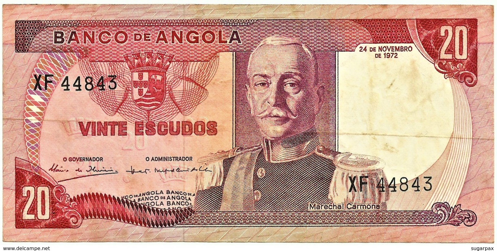 Angola - 20 Escudos - 24.11.1972 - Pick 99 - Série XF - Marechal Carmona - PORTUGAL - Angola