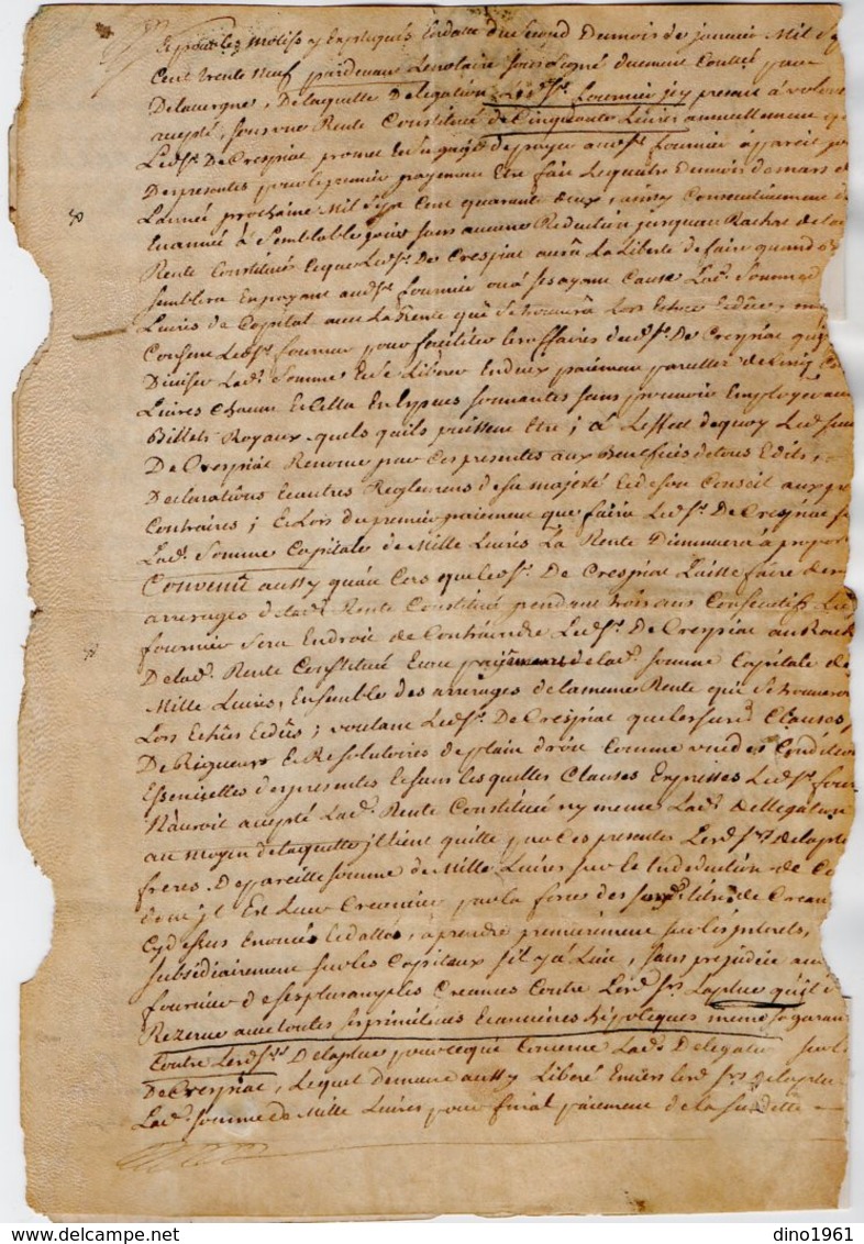 VP16.014 -  PERIGUEUX - Cachet Généralité De BORDEAUX - Acte De 1741 - Transaction Entre LAPLUE & CRESPIAT à CENDRIEUX - Timbri Generalità