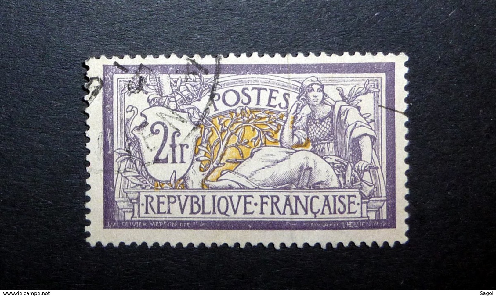 FRANCE 1900 N°122 OBL. (MERSON. 2F VIOLET ET JAUNE) - 1900-27 Merson