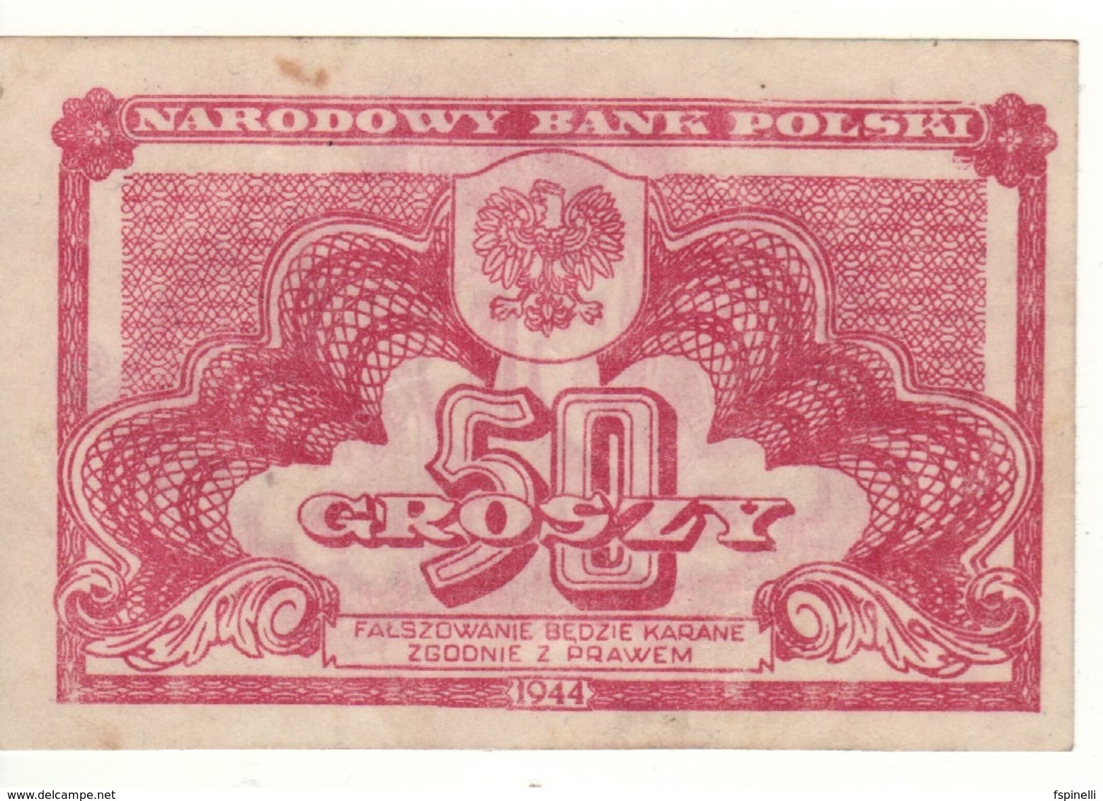 POLAND   50 Groszy   P104a     1944 - Polonia