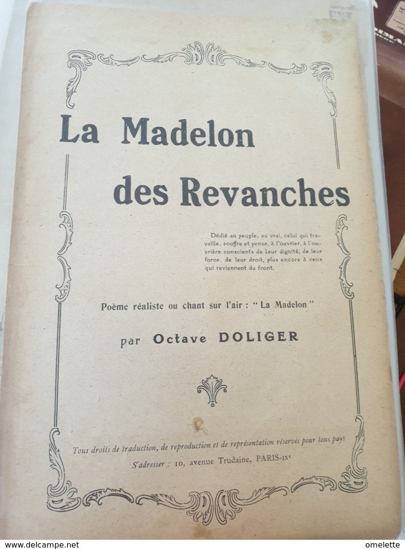 CHANSON PATRIOTIQUE 14 -18 / LA MADELON DES REVANCHES - Partitions Musicales Anciennes