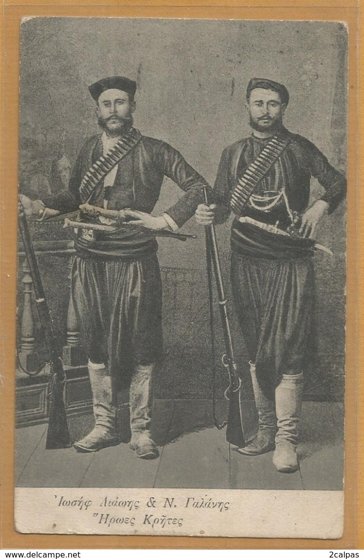 Grèce - Crete - La Canée - Portrait Deux Hommes En Armes - Editeur N Douras N°139 - Greece