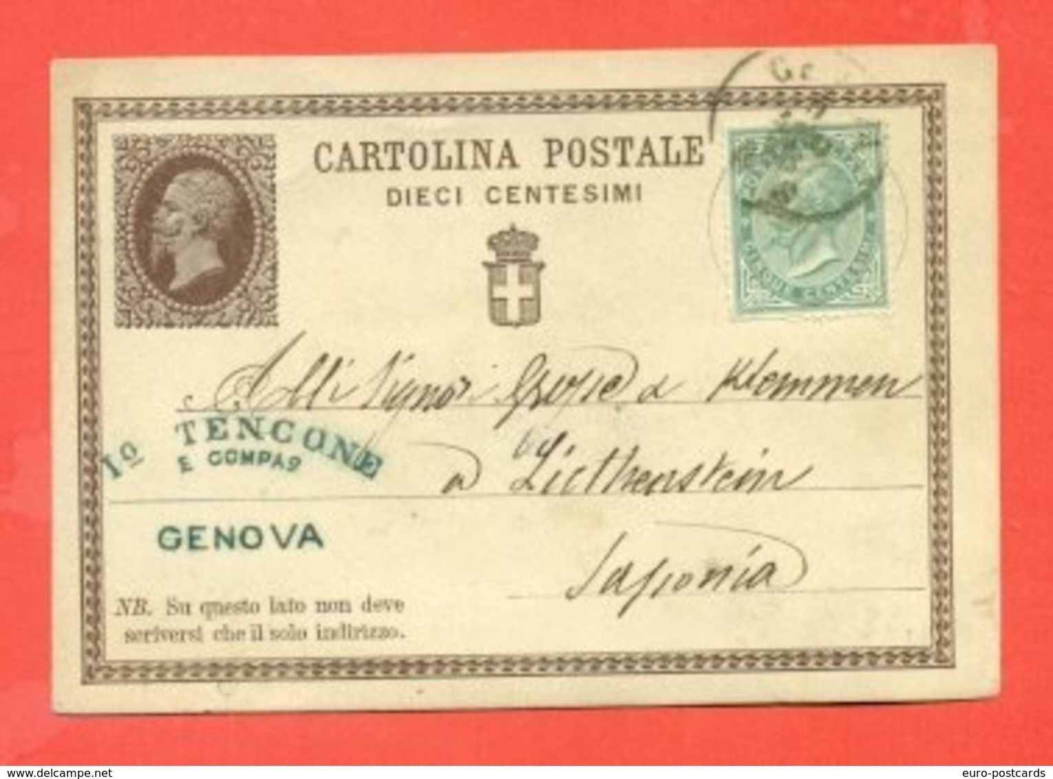 INTERI POSTALI- C1  -DA GENOVA PER  LICTHENSTEIN-  DESTINAZIONE ESTERA - Interi Postali