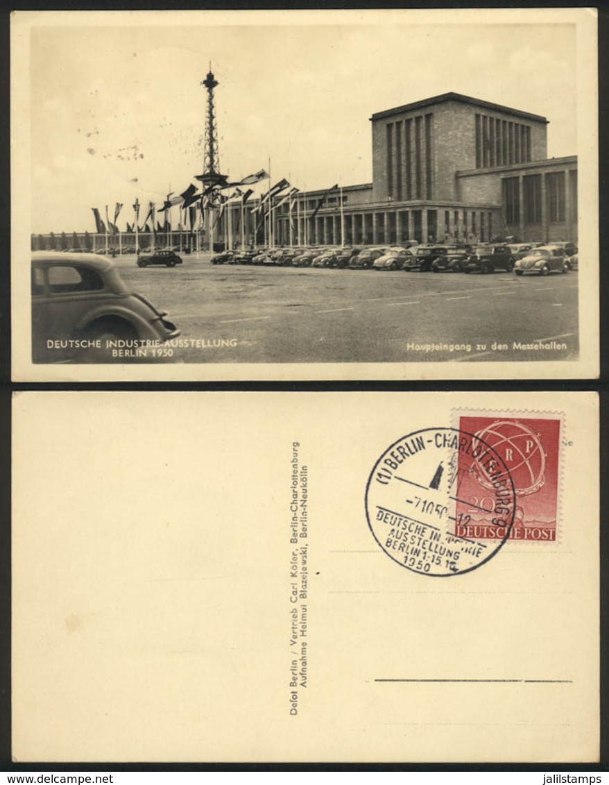 GERMANY: BERLIN: 1950 Industrial Exhibition, Main Entrance, With Special Postmark Of The Expo On Back 7/OC/1950, VF Qual - Otros & Sin Clasificación