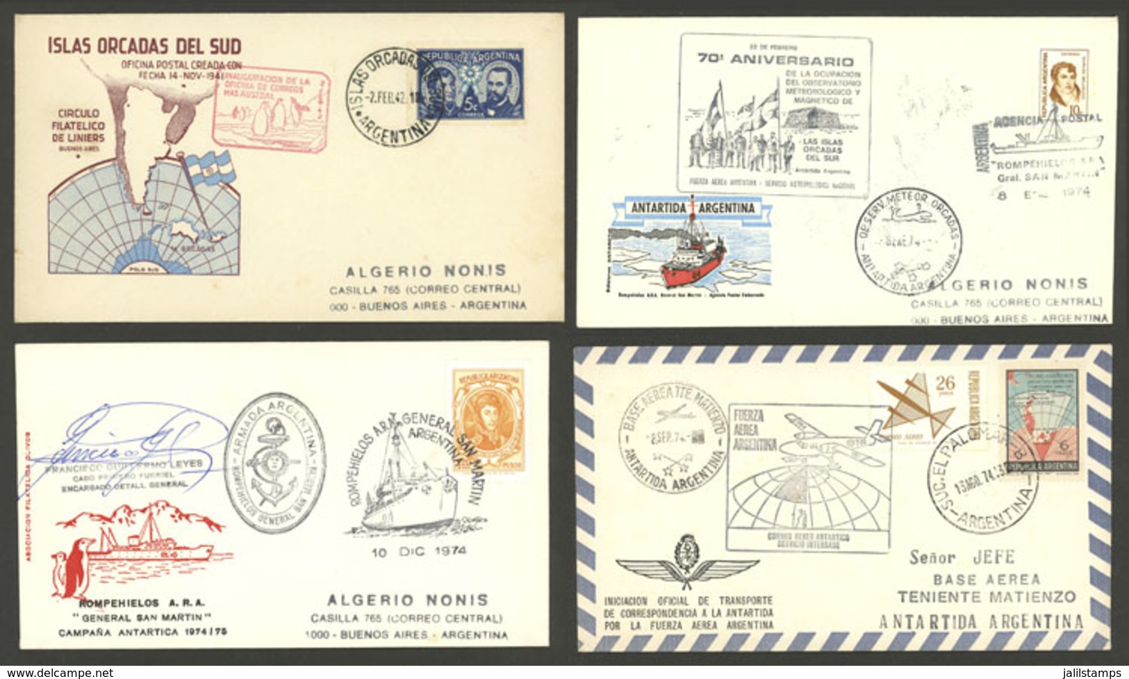 ARGENTINE ANTARCTICA: 16 Covers Or Cards Of The Years 1942 To 1982, Including Some Of Islas Orcadas Del Sur, Flights, Ra - Otros & Sin Clasificación