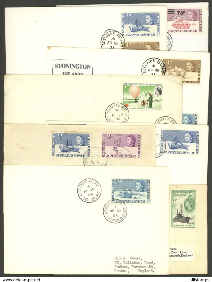 BRITISH ANTARCTIC TERRITORY: 8 Covers Of The Years 1964 To 1972, There Are Interesting Postal Marks, One Is Signed By Au - Storia Postale