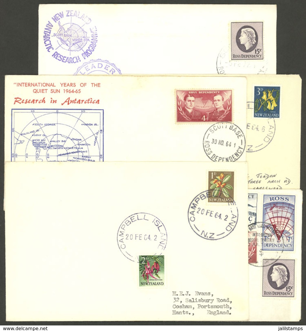 NEW ZEALAND ANTARCTICA: 5 Covers Of The Years 1964 To 1972, There Are Attractive Marks And Postages, One With Signatures - Lettres & Documents