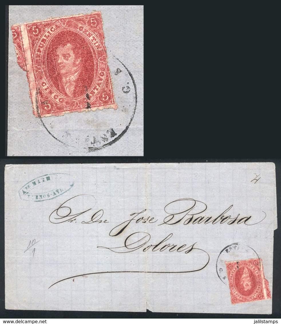ARGENTINA: GJ.25, Typical Example Of 4th Printing With VERTICAL FOLD Variety, Franking A Folded Cover Sent From Buenos A - Covers & Documents