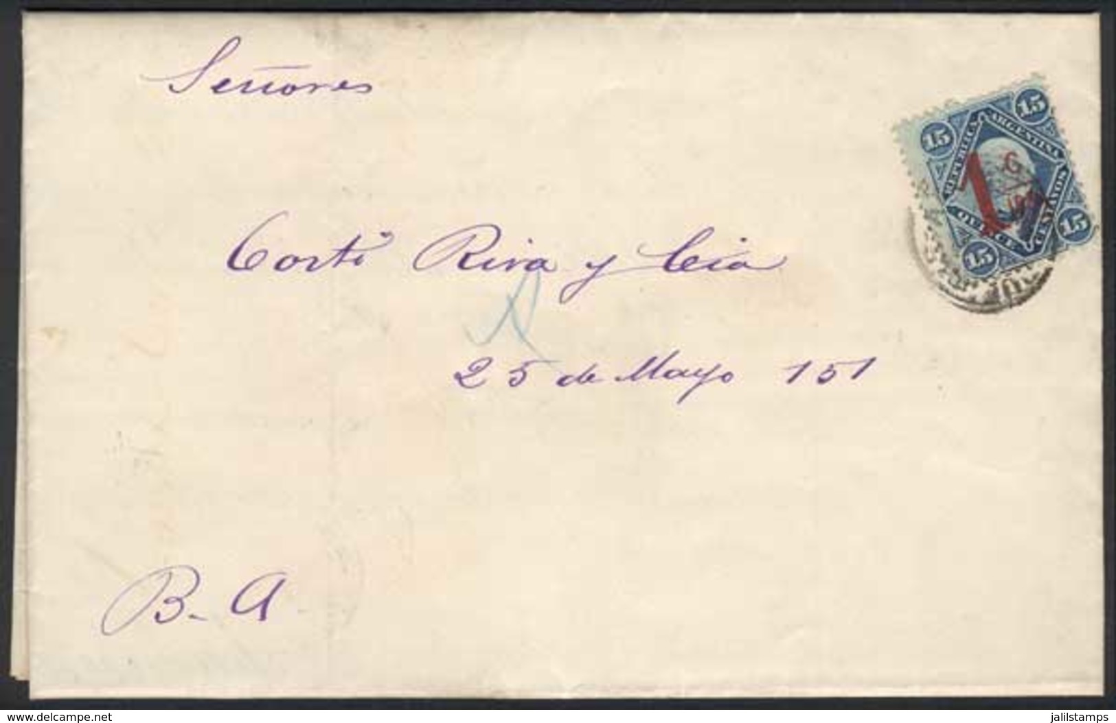 ARGENTINA: Printed Commercial Letter Used In Buenos Aires 1/AU/1884, Franked By GJ.69 (1c. On 15c. Groundwork Of Horiz L - Storia Postale