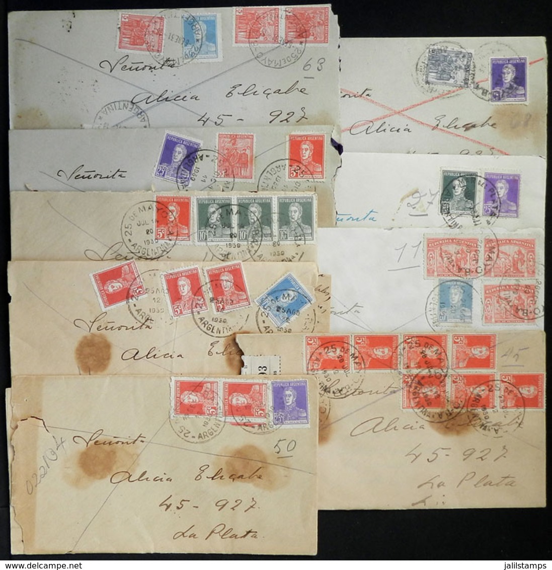 ARGENTINA: 9 Covers (with The Original Letters) Mailed Between 1929 And 1931 From 25 De Mayo To La Plata (one Cover Was  - Briefe U. Dokumente