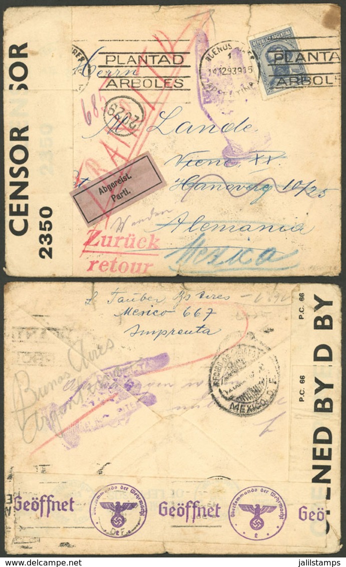 ARGENTINA: 14/DE/1939 Buenos Aires - Germany, Cover Sent By A Person Who Lived At 667 Mexico Street In Buenos Aires, On  - Covers & Documents