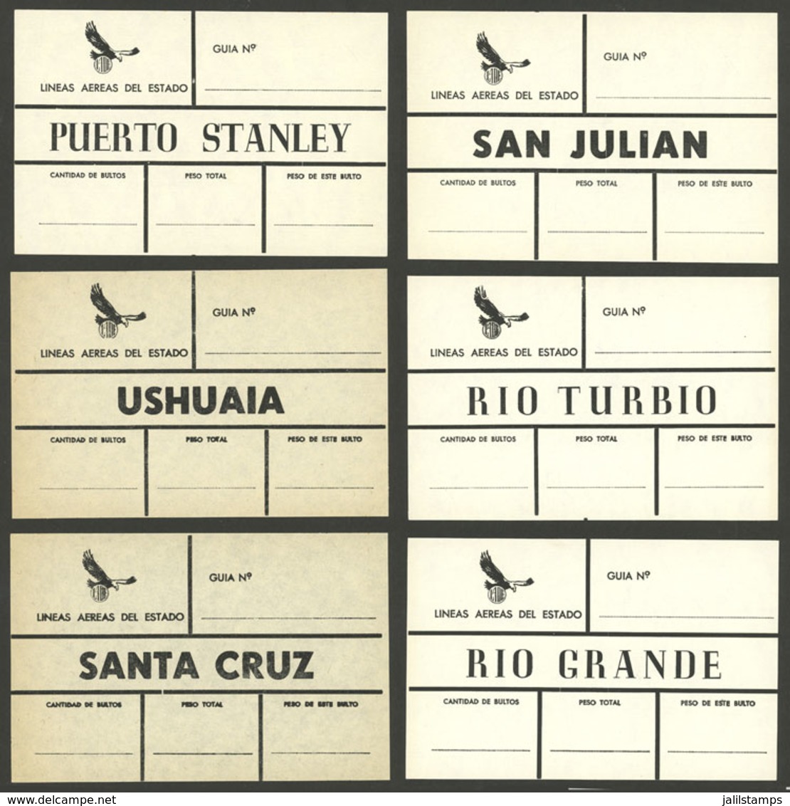 ARGENTINA: 31 Mail Report Forms (circa 1960) Of LADE Airline (Líneas Aéreas Del Estado) For Air Parcel Post To PUERTO ST - Aéreo