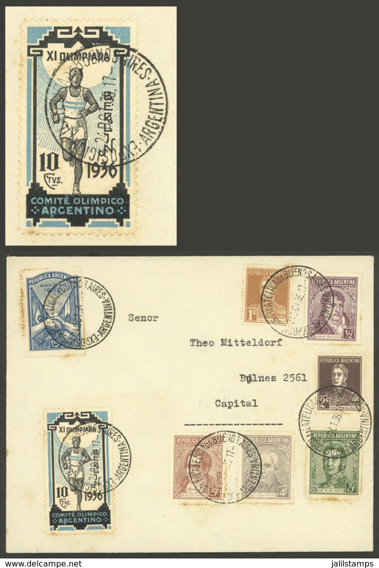 ARGENTINA: 1936 Berlin Olympic Games, 10c. Cinderella Of The Argentine Olympic Committee + Varied Postage On A Cover Wit - Other & Unclassified
