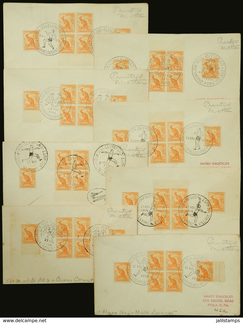 AUSTRALIA: 8 Covers Of 22/NO/1956 With Special Postmarks Of The Melbourne Olympic Games: TRACK AND FIELD - Cartas & Documentos