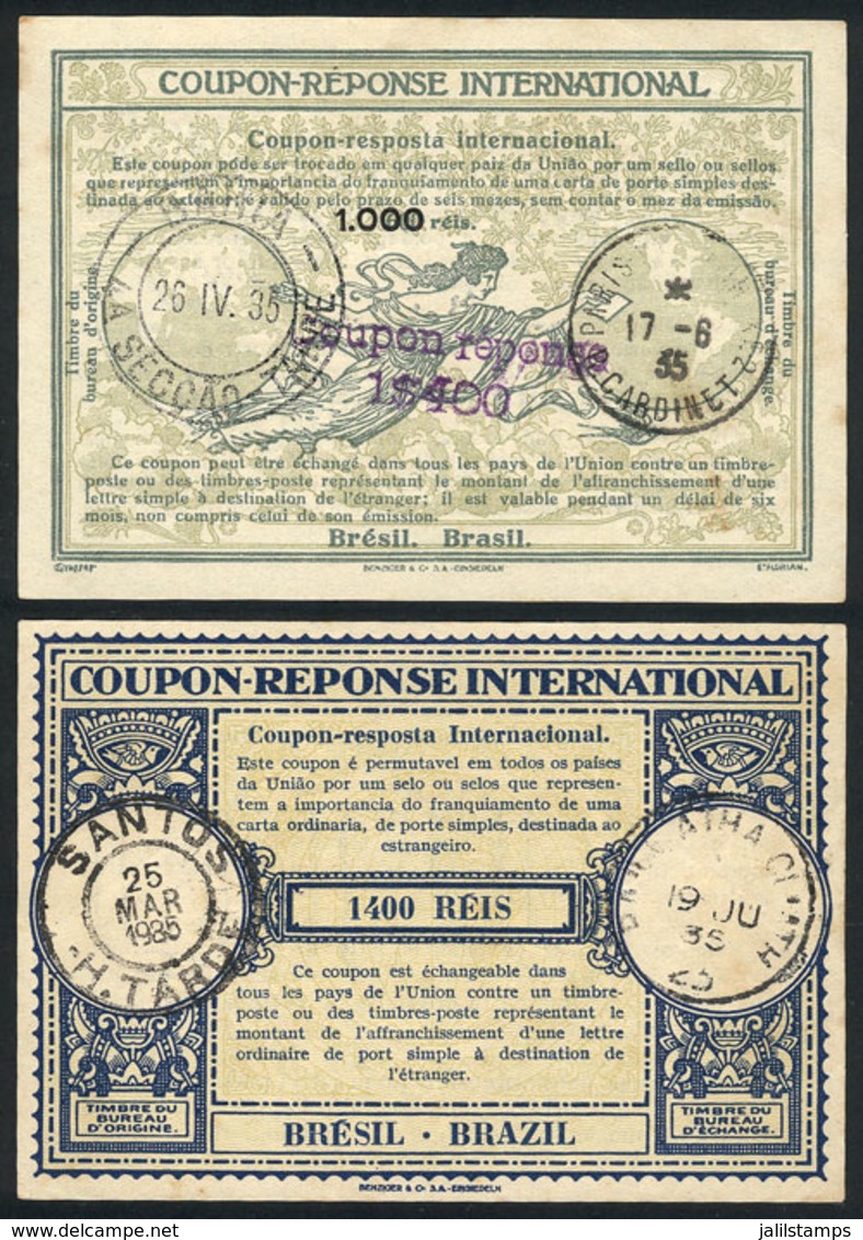 BRAZIL: IRC Of 1,400Rs. (year 1935, Different Models), VF Quality, Rare! - Storia Postale