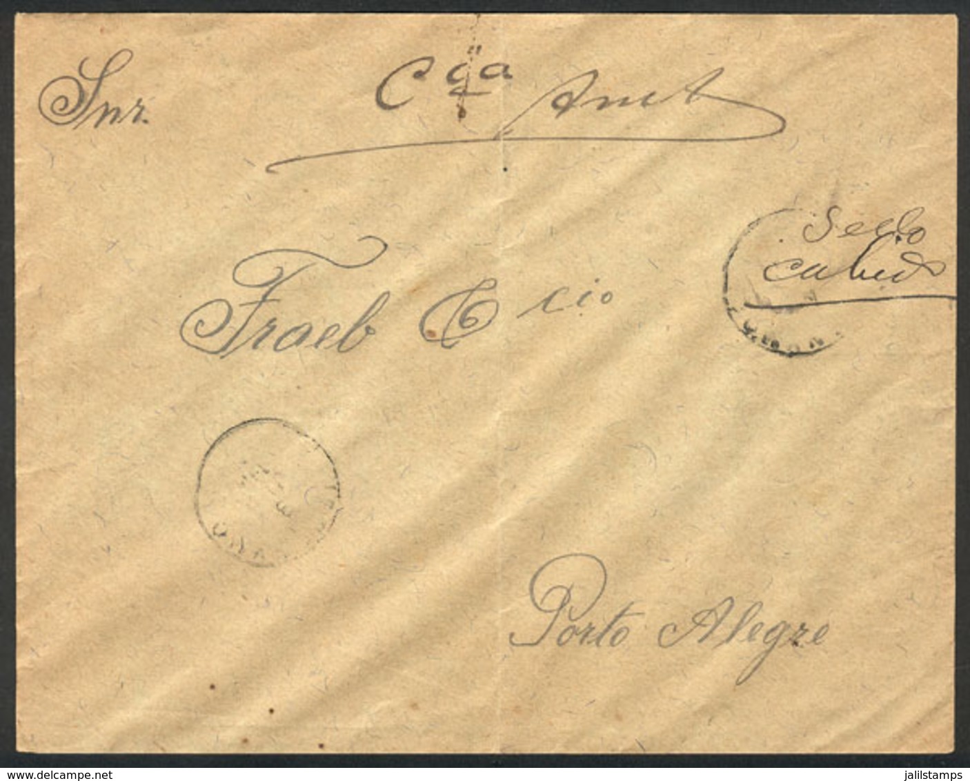 BRAZIL: Cover Sent To Porto Alegre In JUL/1914, Without Postage Or Dues, Endorsed "SELO CAIDO", VF And Interesting!" - Prephilately