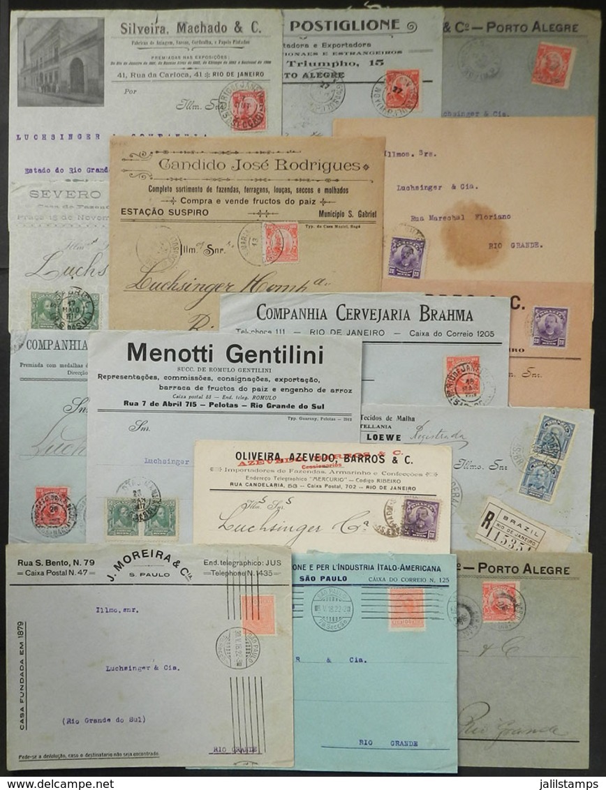 BRAZIL: Circa 1915 To 1925: 15 Used Covers With Nice Commercial Cachets (some With Advertising On Back), Very Thematic ( - Prefilatelia