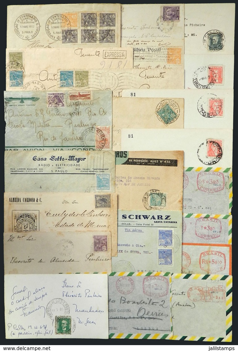 BRAZIL: 22 Covers Or Cards Used Between 1919 And 1966, Interesting Lot, Low Start! - Prefilatelia