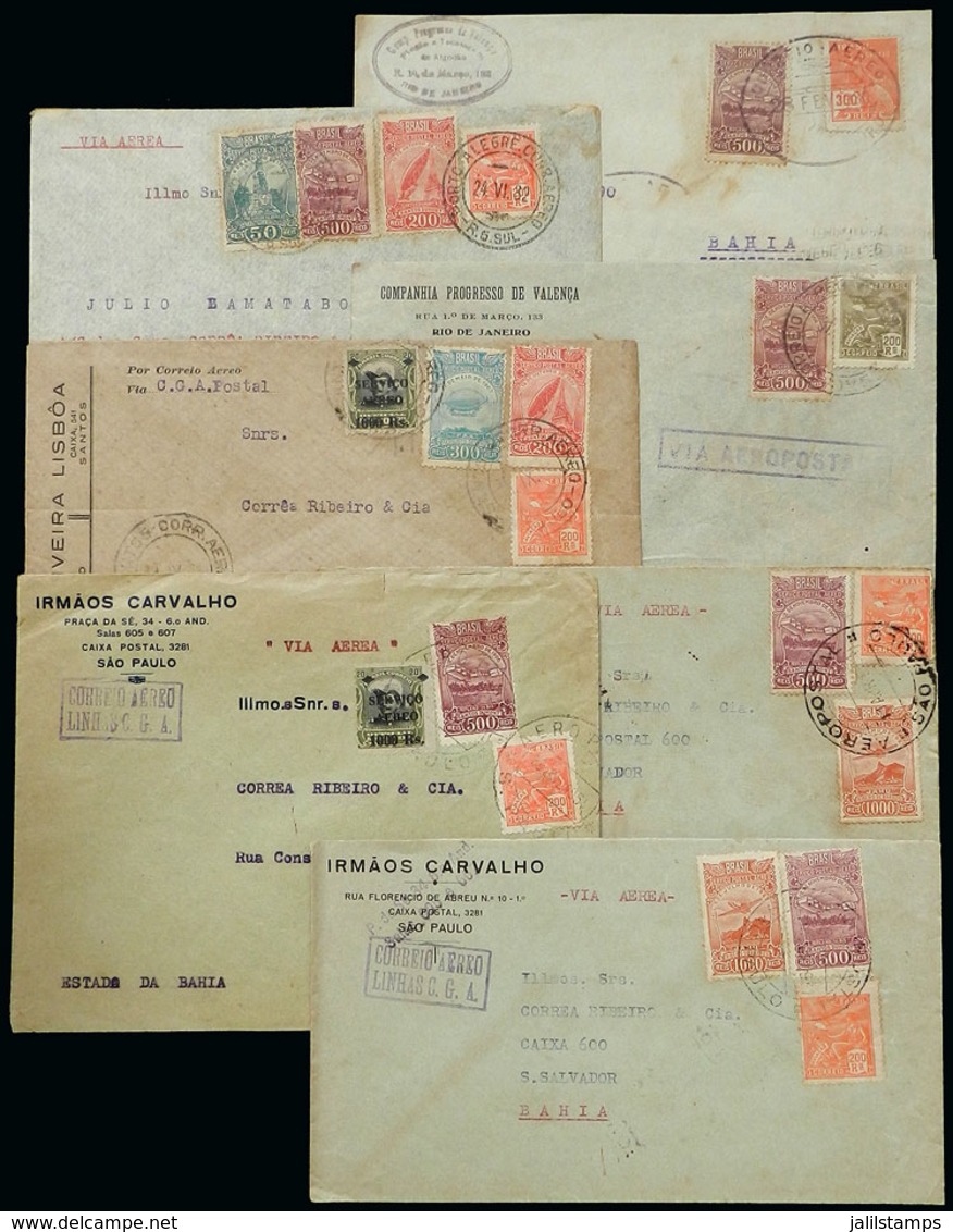 BRAZIL: 7 Airmail Covers Flown Via AEROPOSTALE Between 1930 And 1932, Very Nice! - Préphilatélie