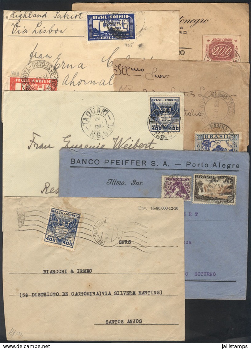 BRAZIL: 6 Covers Posted Between 1934 And 1936, All Bearing Nice Postages With Commemorative Stamps, Good Opportunity! - Préphilatélie