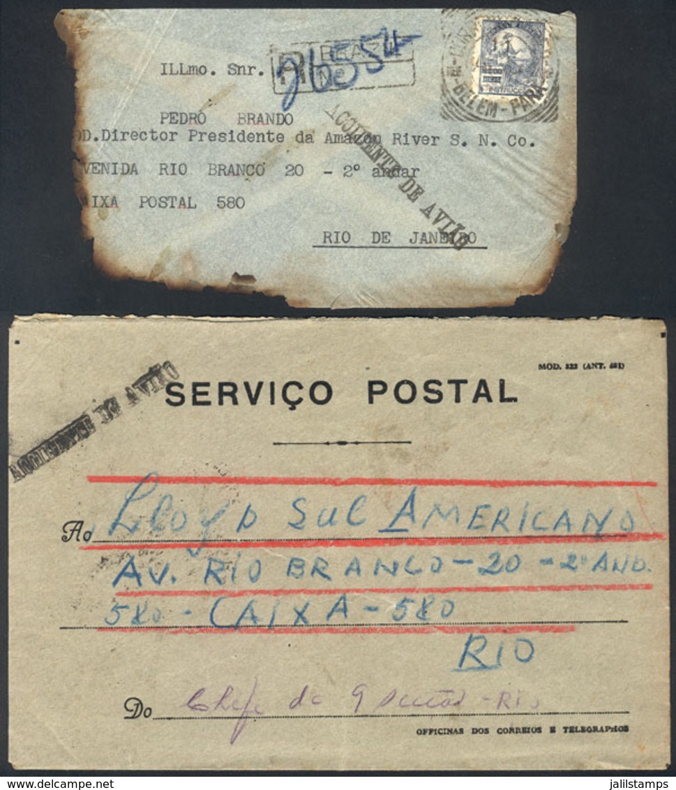 BRAZIL: CRASH MAIL: "Baby-Clipper" AIRPLANE ACCIDENT Of 13/AU/1939, Cover Sent From Belem To Rio De Janeiro On 11/AUG, W - Storia Postale