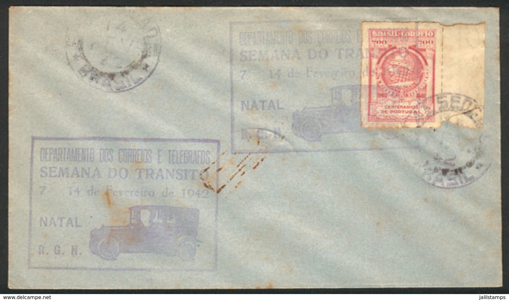 BRAZIL: Cover Of FE/1942, With Special Violet Mark: TRAFFIC SAFETY WEEK - NATAL - Prefilatelia