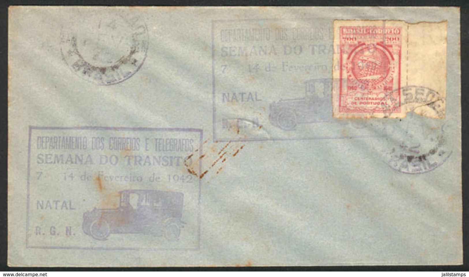 BRAZIL: Cover Of FE/1942, With Special Violet Mark: TRAFFIC SAFETY WEEK - NATAL - Préphilatélie